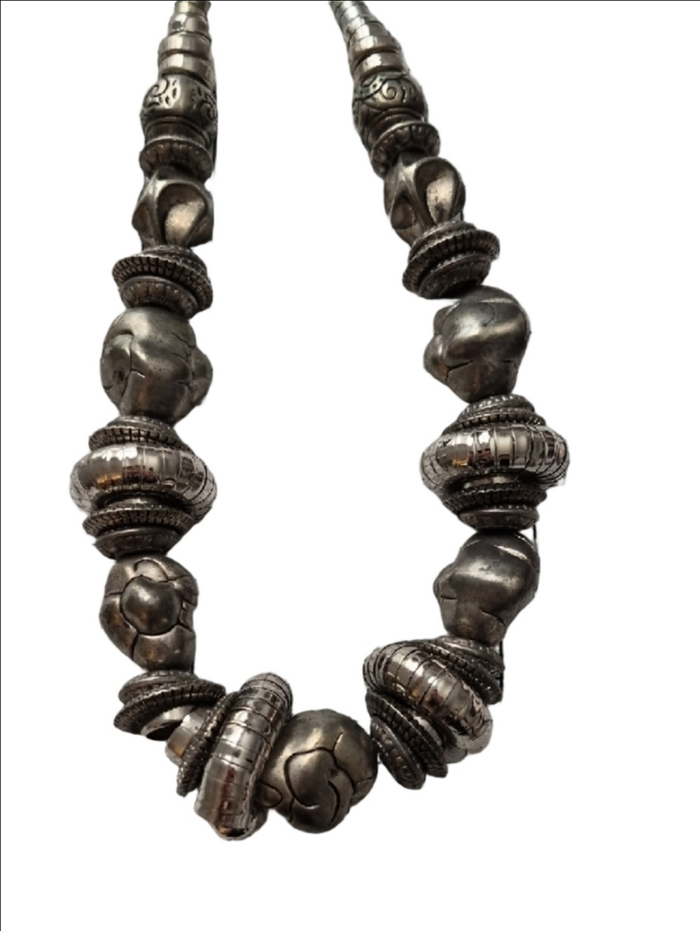 Vintage You & I Antique-Style Chunky Bold Silver Bead Necklace Statement Piece